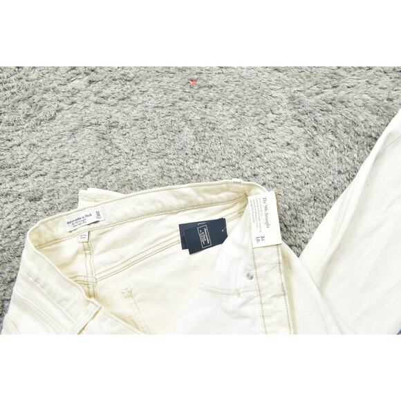 NWT Abercrombie Women's Tall 18L Straight Jeans White The 90's Ultra High Rise - Picture 8 of 9